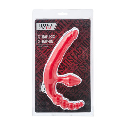 Безремневой страпон Black&Red by TOYFA с вибропулей, силикон, красный, 35 см