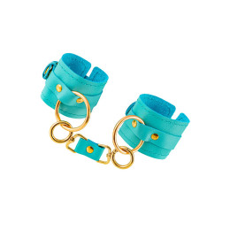Наручники Pecado BDSM, прямоугольные, однослойные, натуральная кожа, голубой