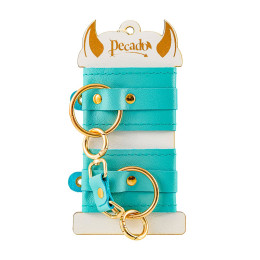 Наручники Pecado BDSM, прямоугольные, однослойные, натуральная кожа, голубой