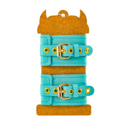 Наручники Pecado BDSM, прямоугольные, однослойные, натуральная кожа, голубой