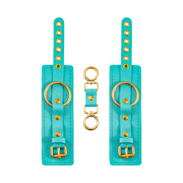 Наручники Pecado BDSM, прямоугольные, однослойные, натуральная кожа, голубой