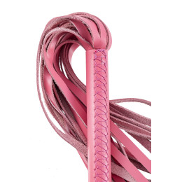 Плеть Pecado BDSM, розовая рукоять, розовые хлысты, натуральная кожа