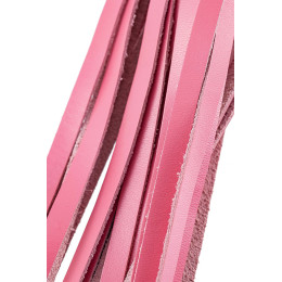 Плеть Pecado BDSM, розовая рукоять, розовые хлысты, натуральная кожа