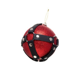 Новогодний шар Pecado BDSM, с клепками, матовый, красный, 10 см