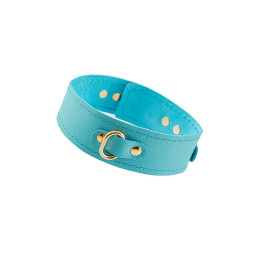 Ошейник Pecado BDSM, однослойный с прошивкой,  натуральная кожа, голубой