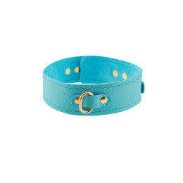 Ошейник Pecado BDSM, однослойный с прошивкой,  натуральная кожа, голубой