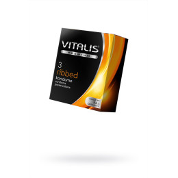 Презервативы Vitalis, premium, ribbed, ребристые, 18 см, 5,3 см, 3 шт.