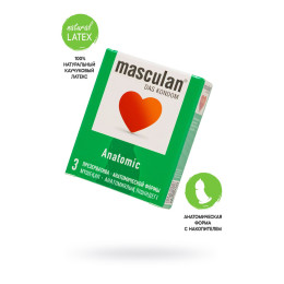 Презервативы Masculan, Anatomic №3, анатомической формы, 5,3 см, 18,5 см, 3 шт
