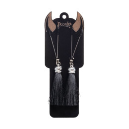 Зажимы на соски Pecado BDSM, «Вилки», с кисточками из шелка, металл, черные