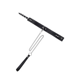 Ошейник Pecado BDSM, двухслойный с белой строчкой, натуральная кожа, черный