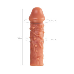 Насадка реалистичная KOKOS COCK SLEEVE с дополнительной стимуляцией, TPE, телесная, 15.6 см