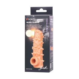 Насадка реалистичная KOKOS NUDE SLEEVE с дополнительной стимуляцией, TPE, телесная, 10 см