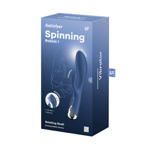 Вибратор-кролик с ротацией Satisfyer Spinning Rabbit 1, силикон, синий, 20,5 см