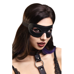 Маска Pecado BDSM, открытая овальная, натуральная кожа, черная