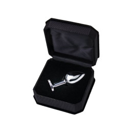 Анальная втулка Metal by TOYFA, металл, серебряная, с черным кристаллом, 7,5 см, Ø 3 см, 145 г