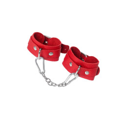 Наручники-браслеты Pecado BDSM, мини со скруглёнными углами, натуральная кожа, красные