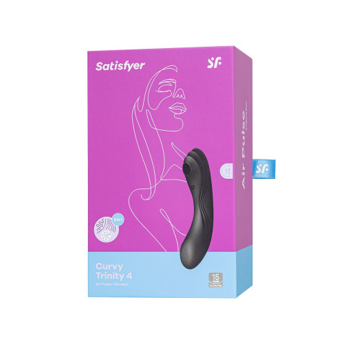 Вакуумный стимулятор клитора с вибрацией Satisfyer Curvy Trinity 4, чёрный, 17 см