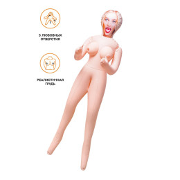 Кукла надувная Dolls-X by TOYFA Lilit, блондинка, с тремя отверстиями, 150 см