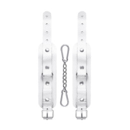 Наручники-браслеты Pecado BDSM, мини со скруглёнными углами, натуральная кожа, белые