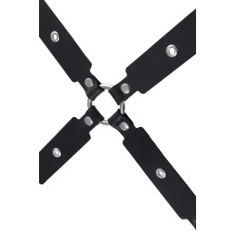 Сцепка Pecado BDSM, крестообразная с карабинами, для фиксации рук и ног, натуральная кожа, черный