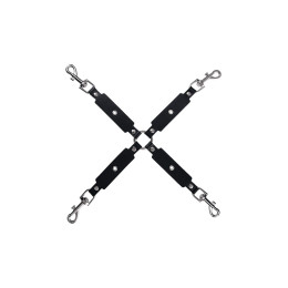 Сцепка Pecado BDSM, крестообразная с карабинами, для фиксации рук и ног, натуральная кожа, черный