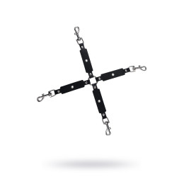Сцепка Pecado BDSM, крестообразная с карабинами, для фиксации рук и ног, натуральная кожа, черный