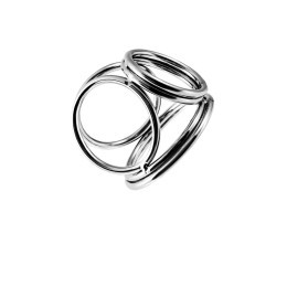 Бондаж для пениса TOYFA Metal, 6 колец, серебристый