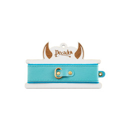 Ошейник Pecado BDSM, двуслойный с подкладкой из фетра и прошивкой, натуральная кожа, голубой