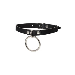 Чокер Pecado BDSM, с круглым кольцом, модель 2, натуральная кожа, черный