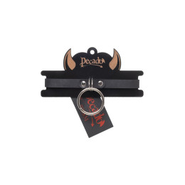 Чокер Pecado BDSM, с круглым кольцом, модель 2, натуральная кожа, черный