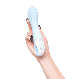 Вибратор для точки G с расширением Satisfyer Air Pump Vibrator 5 Connect App, силикон, голубой, 20см