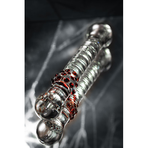 Двусторонний фаллоимитатор Sexus Glass, стекло, прозрачный, 22 см