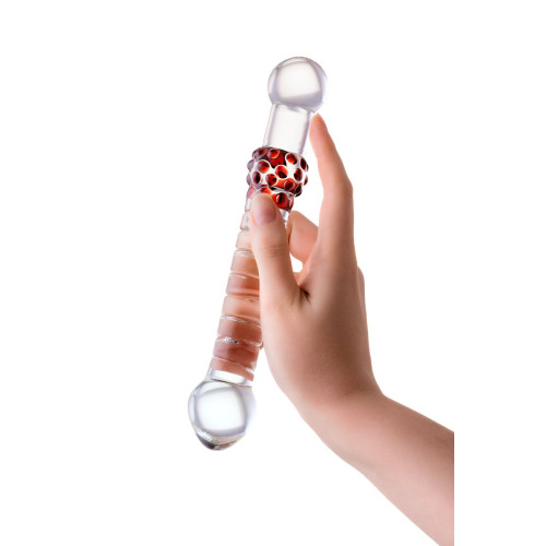 Двусторонний фаллоимитатор Sexus Glass, стекло, прозрачный, 22 см