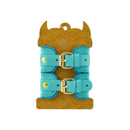 Наручники-браслеты Pecado BDSM, «МИНИ», двуслойный, оригинальная сцепка, натуральная кожа, голубой