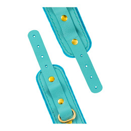 Наручники-браслеты Pecado BDSM, «МИНИ», двуслойный, оригинальная сцепка, натуральная кожа, голубой