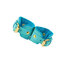 Наручники-браслеты Pecado BDSM, «МИНИ», двуслойный, оригинальная сцепка, натуральная кожа, голубой