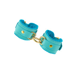 Наручники-браслеты Pecado BDSM, «МИНИ», двуслойный, оригинальная сцепка, натуральная кожа, голубой