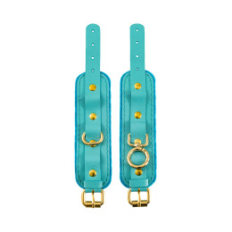 Наручники-браслеты Pecado BDSM, «МИНИ», двуслойный, оригинальная сцепка, натуральная кожа, голубой