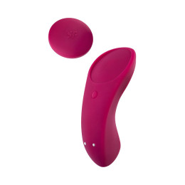 Вибровкладыш в трусики Satisfyer Sexy Secret Connect App, силикон, бордовый, 8,5 см