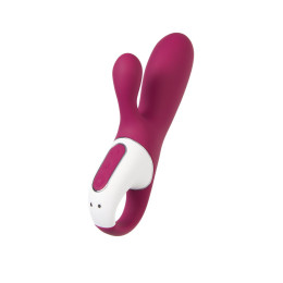 Вибратор с клиторальным стимулятором и подогревом Satisfyer Hot Bunny Connect App, бордовый, 17,5 см