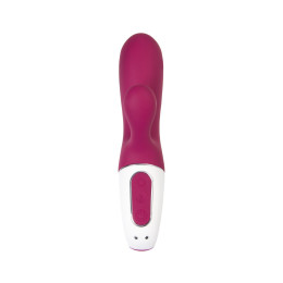 Вибратор с клиторальным стимулятором и подогревом Satisfyer Hot Bunny Connect App, бордовый, 17,5 см