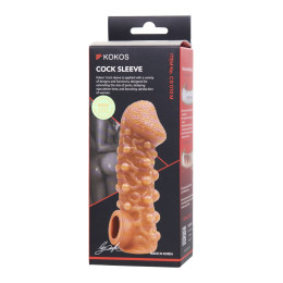 Насадка реалистичная KOKOS COCK SLEEVE 010-S с дополнительной стимуляцией, TPE, телесная, 13.8 см