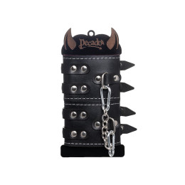 Наручники Pecado BDSM, с двумя ремнями и красной подкладкой, натуральная кожа, черные