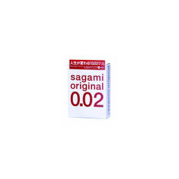 Презервативы Sagami, original 0.02, полиуретан, ультратонкие, гладкие, 19 см, 5,8 см, 3 шт.