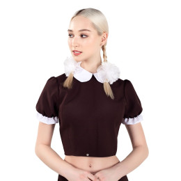 Верхняя часть костюма «Русская школьница», Pecado BDSM, топ, банты, коричнево-белый, 40