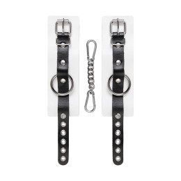 Наручники Pecado BDSM, мягкие, с одним ремешком с люверсами, натуральная кожа, бело-чёрные
