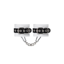 Наручники Pecado BDSM, мягкие, с одним ремешком с люверсами, натуральная кожа, бело-чёрные