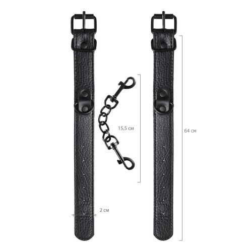 Наручники TOYFA Theatre, PU кожа, черный, 26,5 см