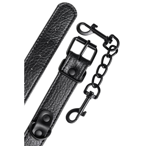 Наручники TOYFA Theatre, PU кожа, черный, 26,5 см