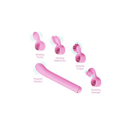 Вибратор со сменными насадками OTOUCH Magic Stick S1 Plus, силикон, розовый, 21,5 см